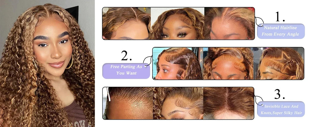 40 Inch Highlight Curly Human Hair Wig Water Wave Lace Frontal wigs Deep Wave 13x6 Hd Lace Front 100% Human Hair Pre Plucked Wig