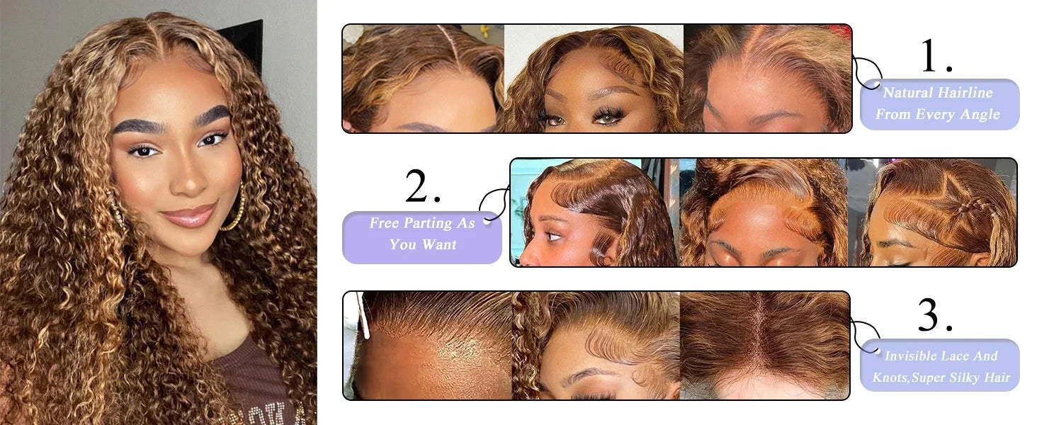 40 Inch Highlight Curly Human Hair Wig Water Wave Lace Frontal wigs Deep Wave 13x6 Hd Lace Front 100% Human Hair Pre Plucked Wig