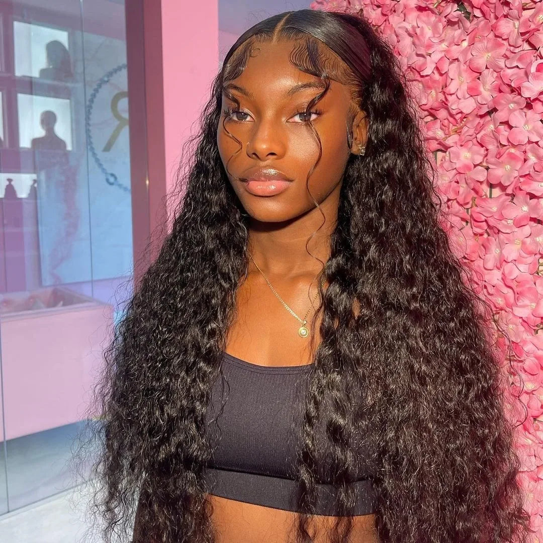 300% Density 40 46 Inch 13x6 HD Loose Deep Wave Lace Frontal Wig Brazilian 13x4 Water Curly Human Hair Wigs For Women Preplucked