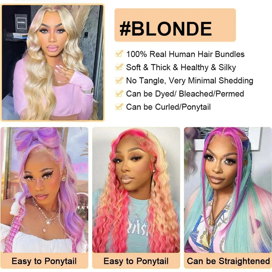 30 40 Inches 613 Honey Blonde Bundles 100% Human Hair Weave Bundles For Black Women Body Wave Bundles Human Hair Extension
