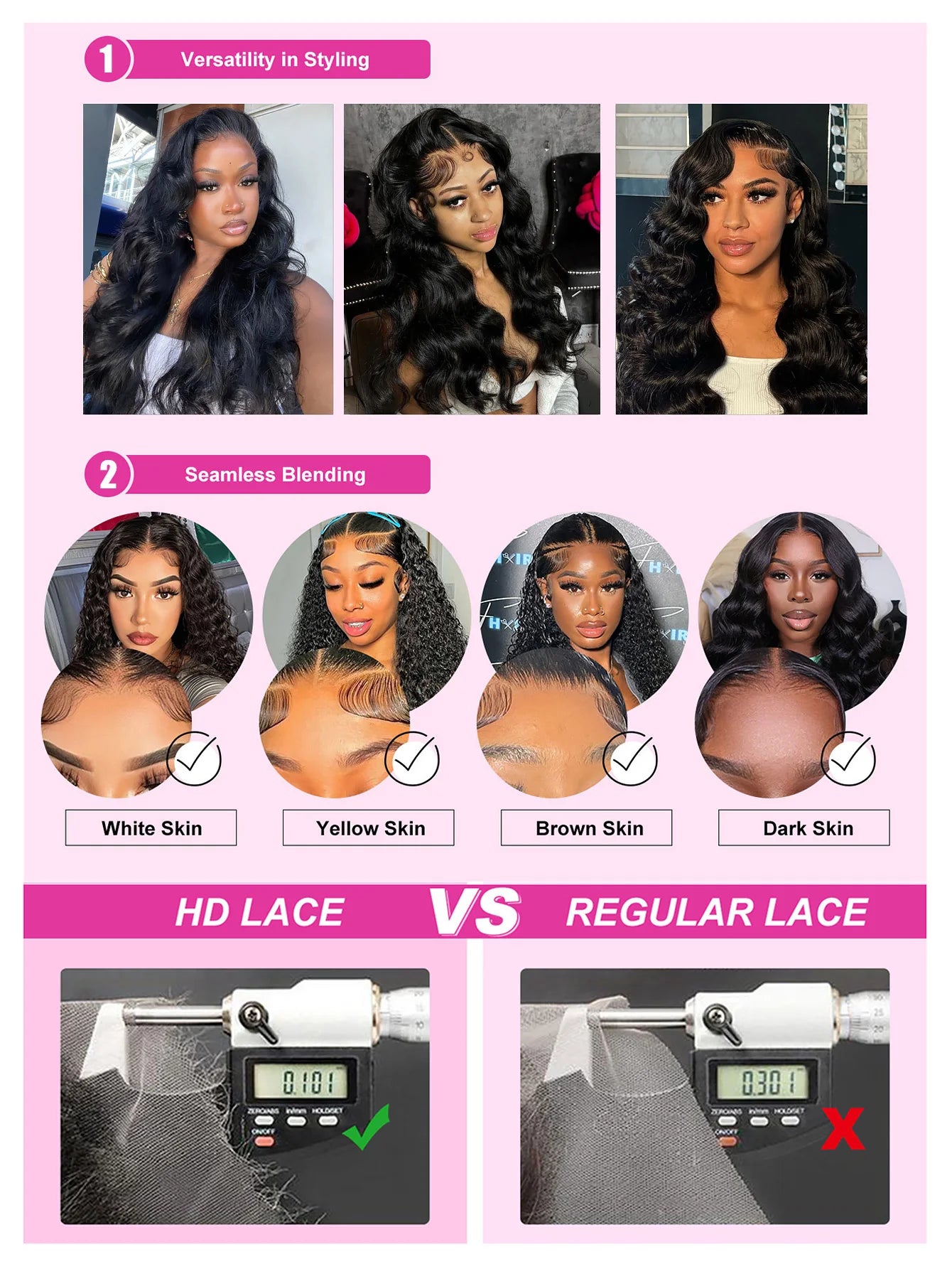 Put On and Go 40inch 250% Density Body Wave Human Hair Wigs 13x4 Lace Frontal Wig Brazilian Hair