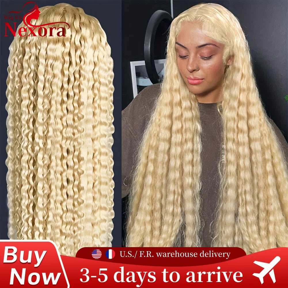 613 Curly Human Hair Wig 230% Density Blonde Water Wave 13x6 Frontal Wig Hd Lace 13x4 Transparent Lace Front wig For Women