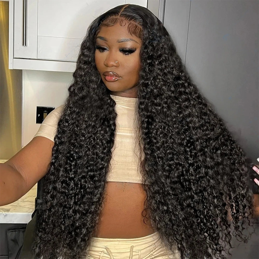 40 46 Inch Water Wave Curly Lace Front Wig 13x6 HD Deep Wave Lace Frontal Wig 300% Density 7x5 Glueless Human Hair Wig For Women