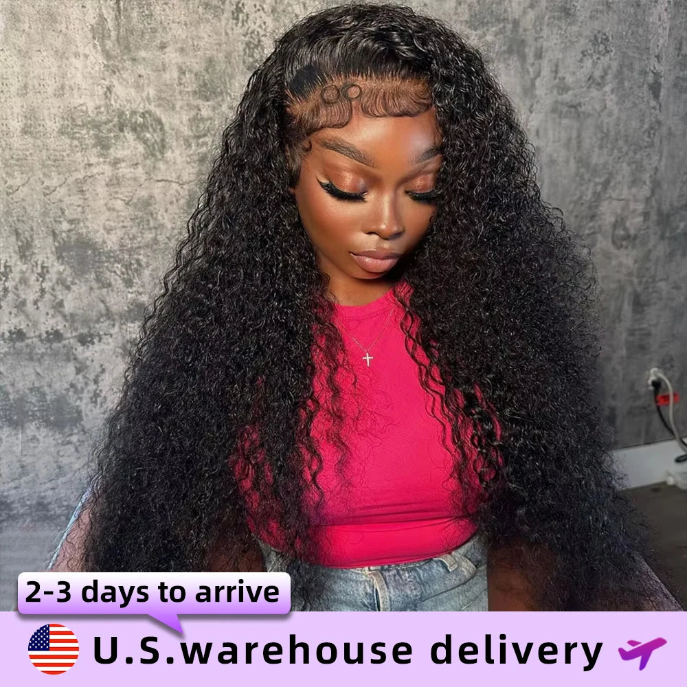 40 46 Inch Curly Human Hair Wig Deep Wave 13x6 Hd Lace Front 100% Human Hair Wigs For Black Women Lace Frontal Pre Plucked Wig