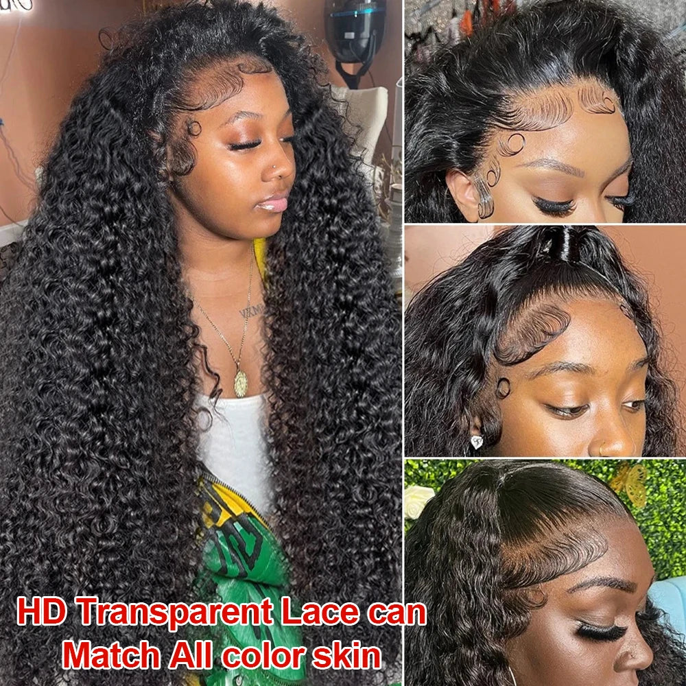 40 46 Inch Water Wave Curly Lace Front Wig 13x6 HD Deep Wave Lace Frontal Wig 300% Density 7x5 Glueless Human Hair Wig For Women