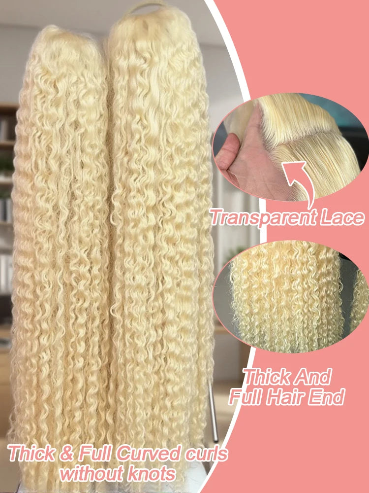 613 Curly Honey Blonde Lace Front Human Hair Wigs Loose Deep Wave 13x6 13×4 HD Water Wave Color Transparent Lace Frontal Wigs