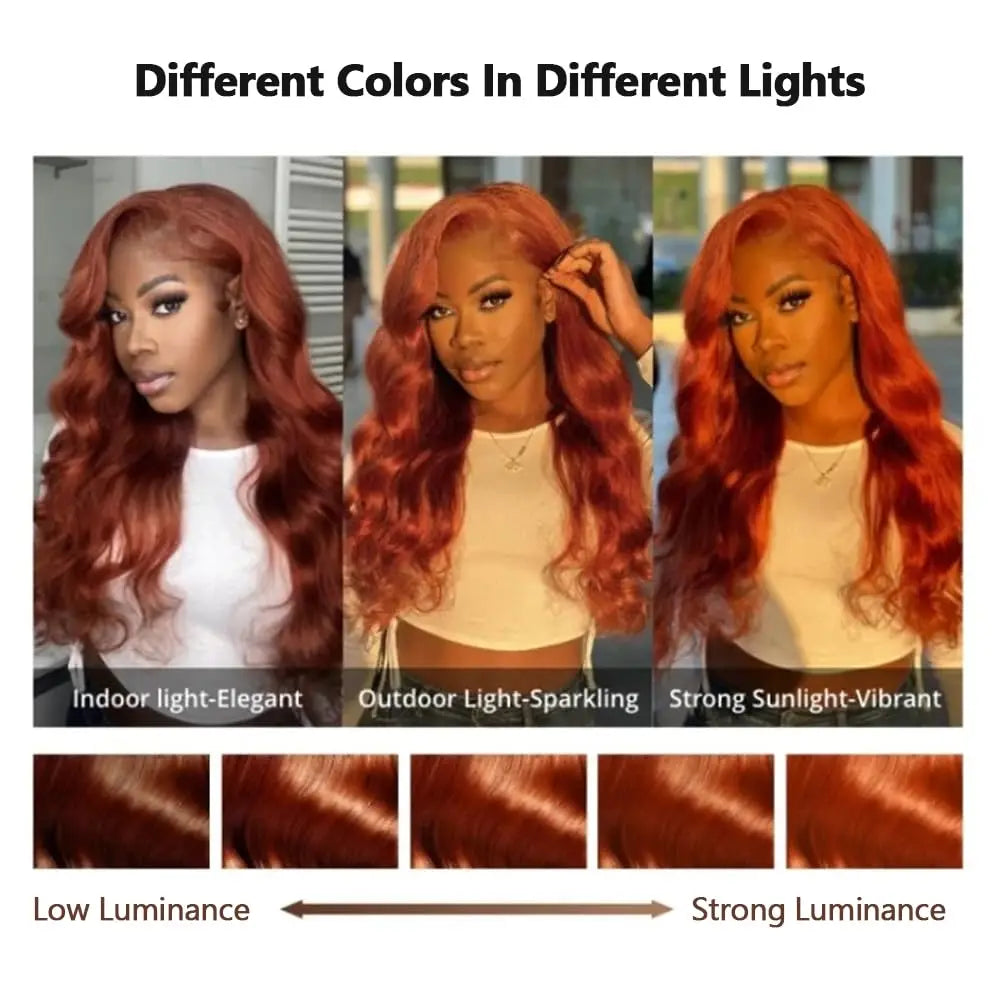 Ginger Orange 36 Inch Lace Front Wigs Human Hair Body Wave 13x6 HD Lace Front Wig Human Hair 180% Density Pre Plucked Remy Hair