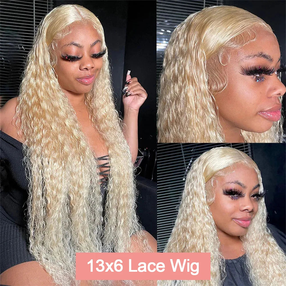 613 Curly Honey Blonde Lace Front Human Hair Wigs Loose Deep Wave 13x6 13×4 HD Water Wave Color Transparent Lace Frontal Wigs