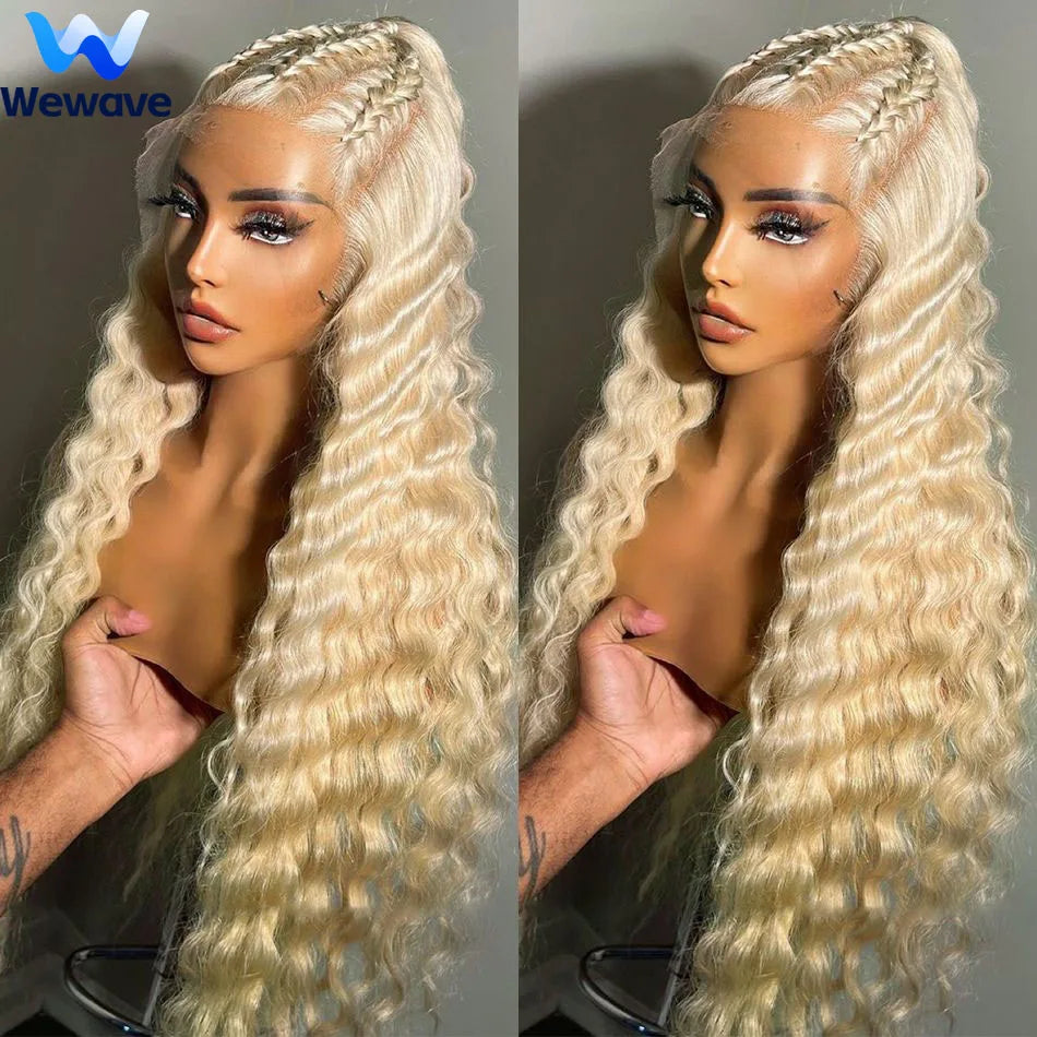 Wewave Curly Human Hair Wig Deep Wave Wigs Water Wave 13x4 13x6 Hd Lace Frontal Wig Bleached Knoted 38 Inch High Flash Sale