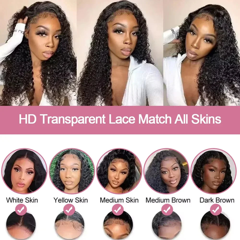 300% Density 40 46 Inch 13x6 HD Loose Deep Wave Lace Frontal Wig Brazilian 13x4 Water Curly Human Hair Wigs For Women Preplucked