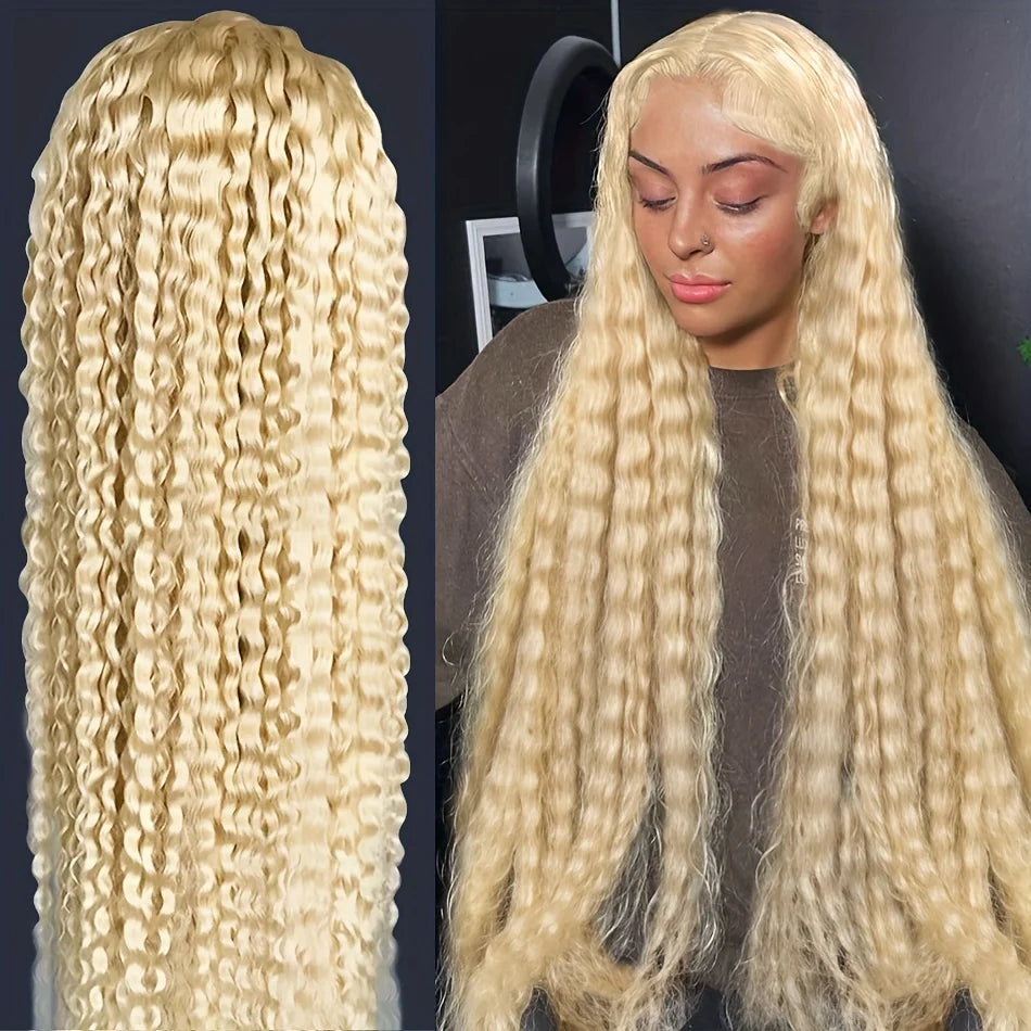 613 Curly Human Hair Wig 230% Density Blonde Water Wave 13x6 Frontal Wig Hd Lace 13x4 Transparent Lace Front wig For Women