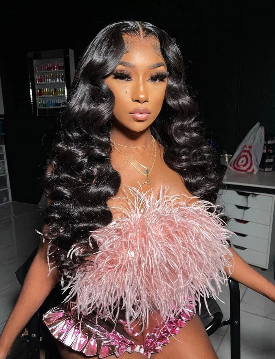 250% 30 40Inch Human Hair 13x6 HD Lace Frontal Wig Brazilian Loose Deep Wave Curly Human Hair 360 Full Lace Front Wig Preplucked