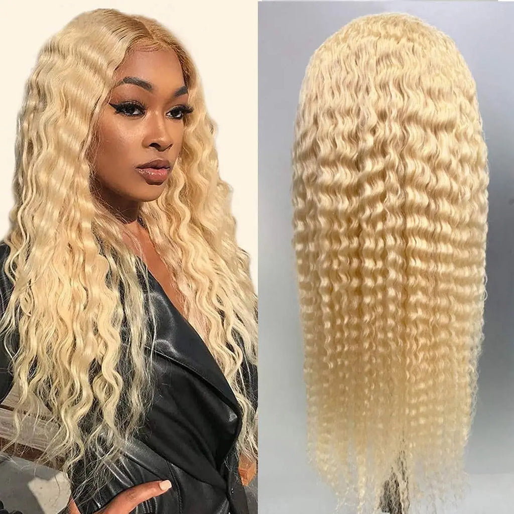 613 Curly Human Hair Wig 230% Density Blonde Water Wave 13x6 Frontal Wig Hd Lace 13x4 Transparent Lace Front wig For Women