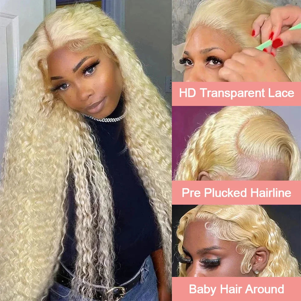 40 Inch Honey Blonde 613 HD Lace Frontal Wig 13x6 Curly Wigs Preplucked Loose Deep Wave Wigs Human Hair 13x4 Lace Frontal Wig