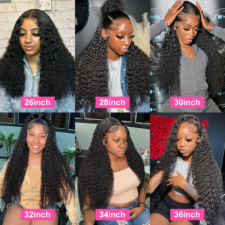 250% 13x4 Curly Lace Frontal Wigs Human Hair 250% Density Deep Wave Lace Front Wig Human Hair Transparent Lace Curly Wigs