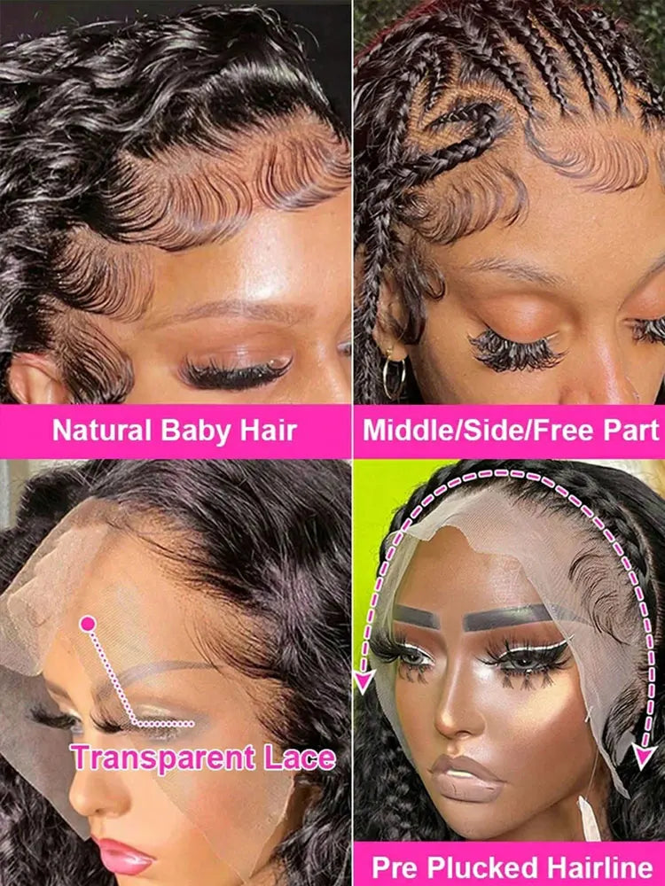 42 Inch 250% Density Deep Wave 13x6 HD Lace Front Human Hair Wig 5x5 Gluless Deep Wave Human Hair Wig PrePlucked With Baby Hair