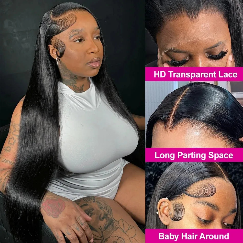 220% Density 30 36 Inch 13x4 13x6 HD Lace Frontal Human Hair Wigs Wear & Go 5x5 Glueless Silky Bone Straight Lace Front Remy Wig