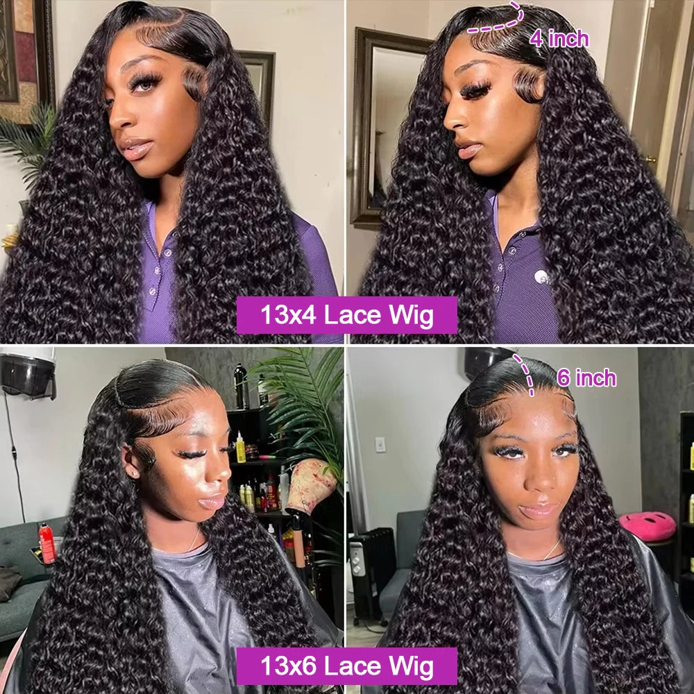 40 46 Inch Deep Wave 13x6 13x4 Hd Lace Front Human Hair Wig 250 Density Water Curly 360 Lace Frontal Wigs Human Hair For Women