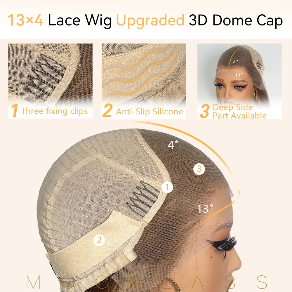 Ash Blonde Body Wave Wigs Human Hair Glueless 150 Density Remy Preplucked Highlight Brown Human Hair Wig 13x6 Lace Frontal Wigs