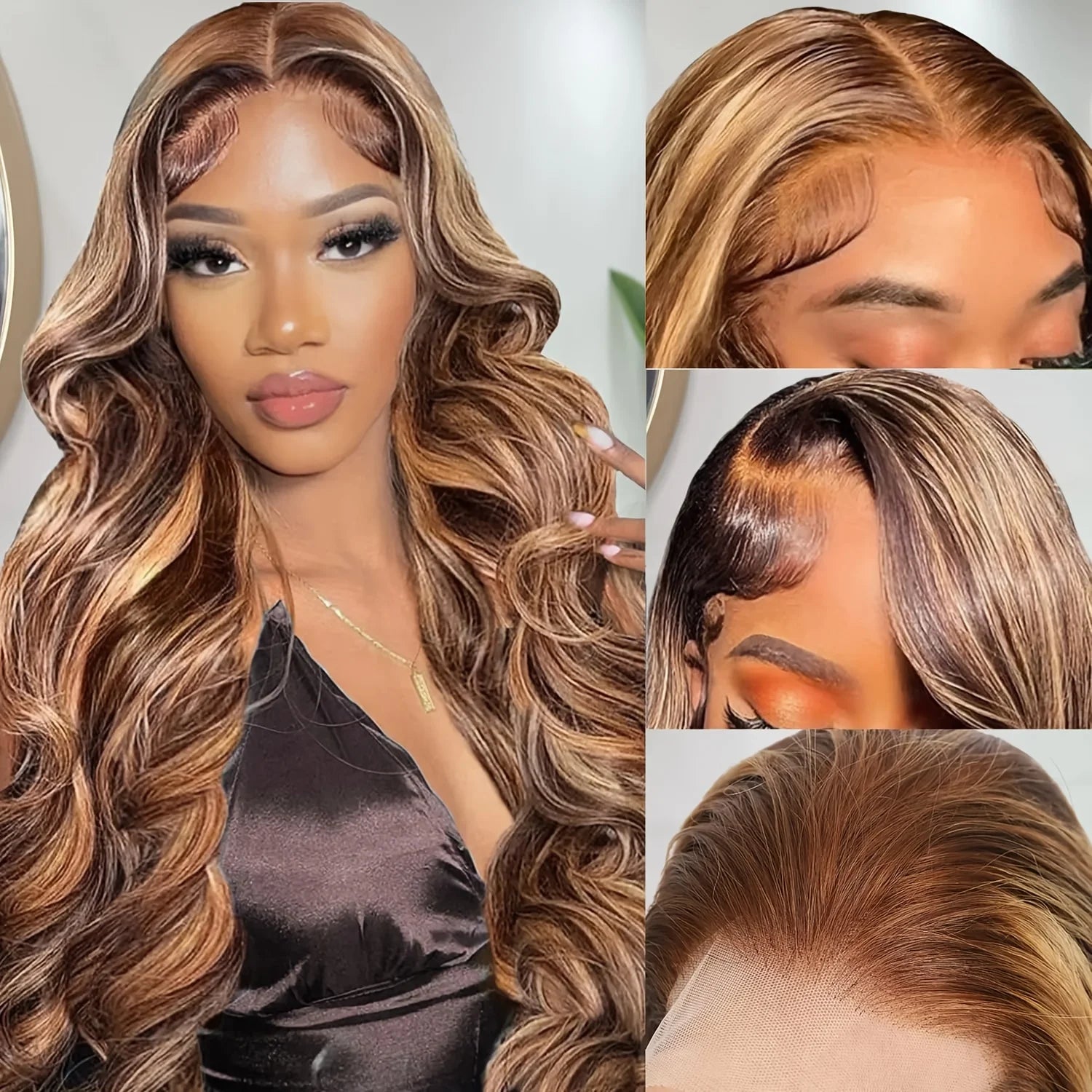 13x4 13x6 HD Lace Front Wigs 220% Density P4/27 Highlight Body Wave Human Hair Wigs 36 Inch Pre Plucked Brazilian Human wigs