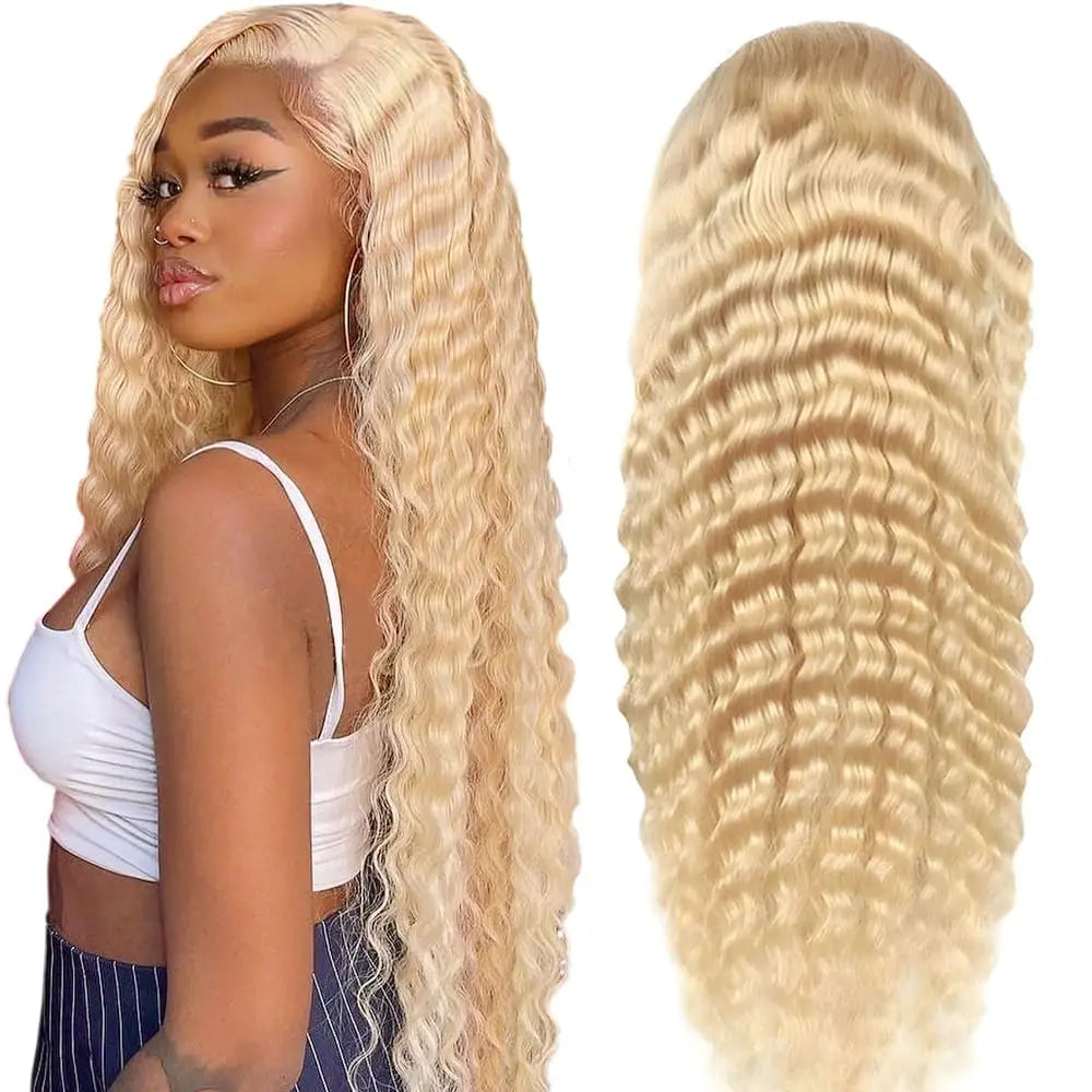 613 Curly Human Hair Wig 230% Density Blonde Water Wave 13x6 Frontal Wig Hd Lace 13x4 Transparent Lace Front wig For Women