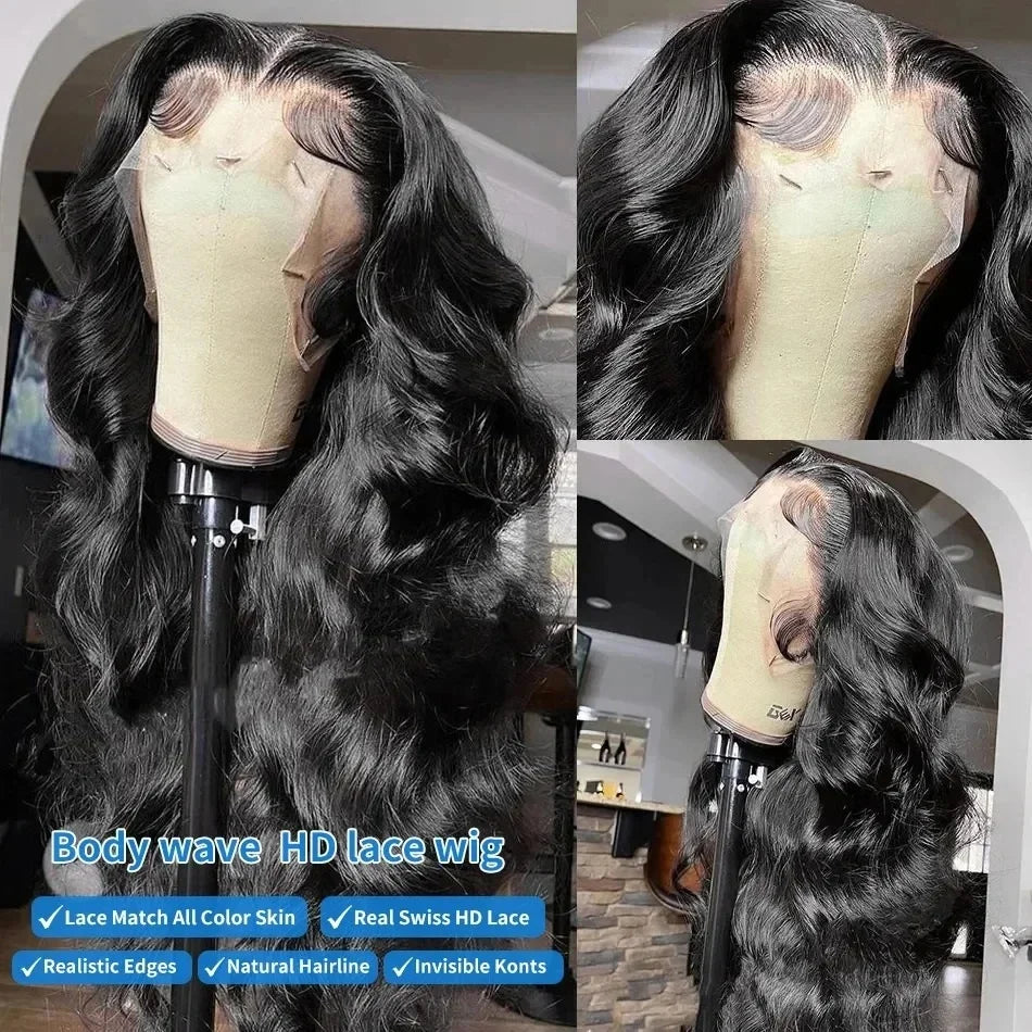 40 Inch Body Wave Human Hair Front Wig 13x6 13x4 Hd Lace Transparent Frontal wig Pre Plucked Brazilian Human Hair Wigs For Women
