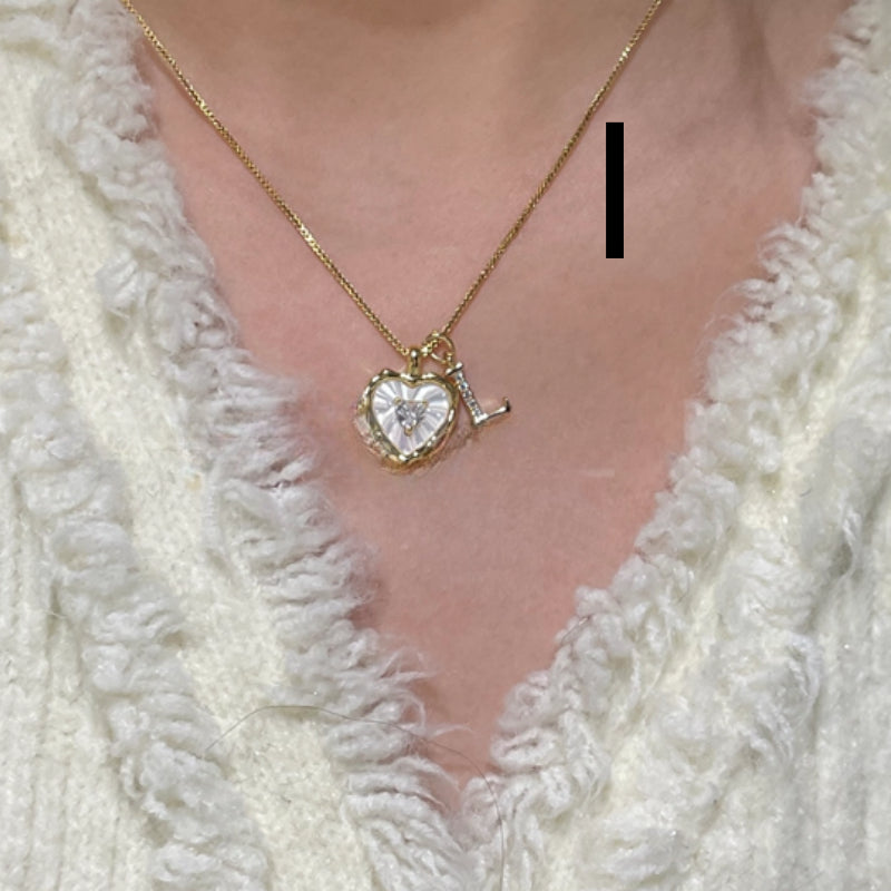 Shimmering Titanium Steel Korean-style Natural Mother-of-Pearl Necklace