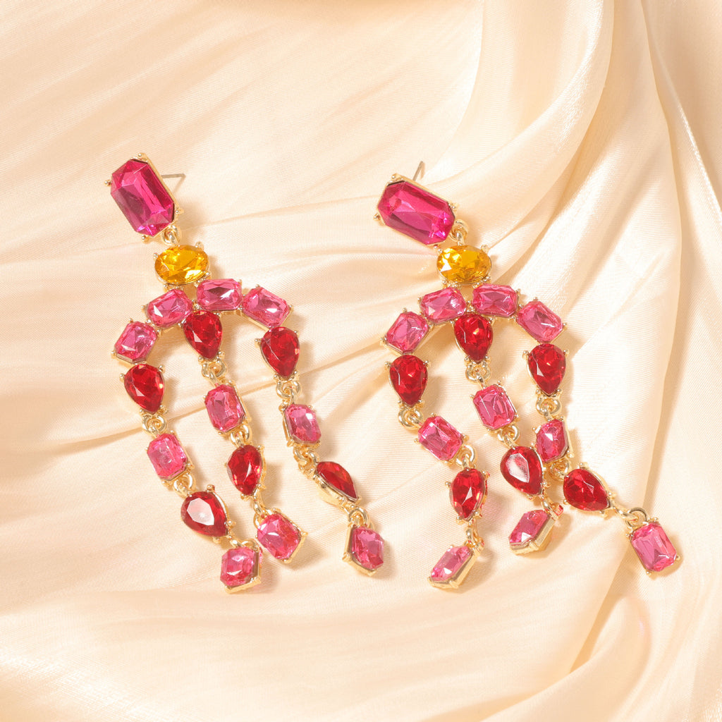 Exquisite Heavy-duty Full-drop Diamond Teardrop Fringe Earrings