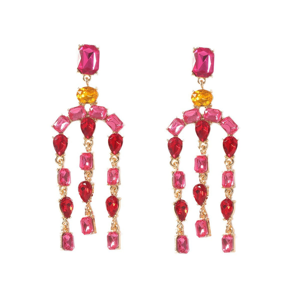 Exquisite Heavy-duty Full-drop Diamond Teardrop Fringe Earrings