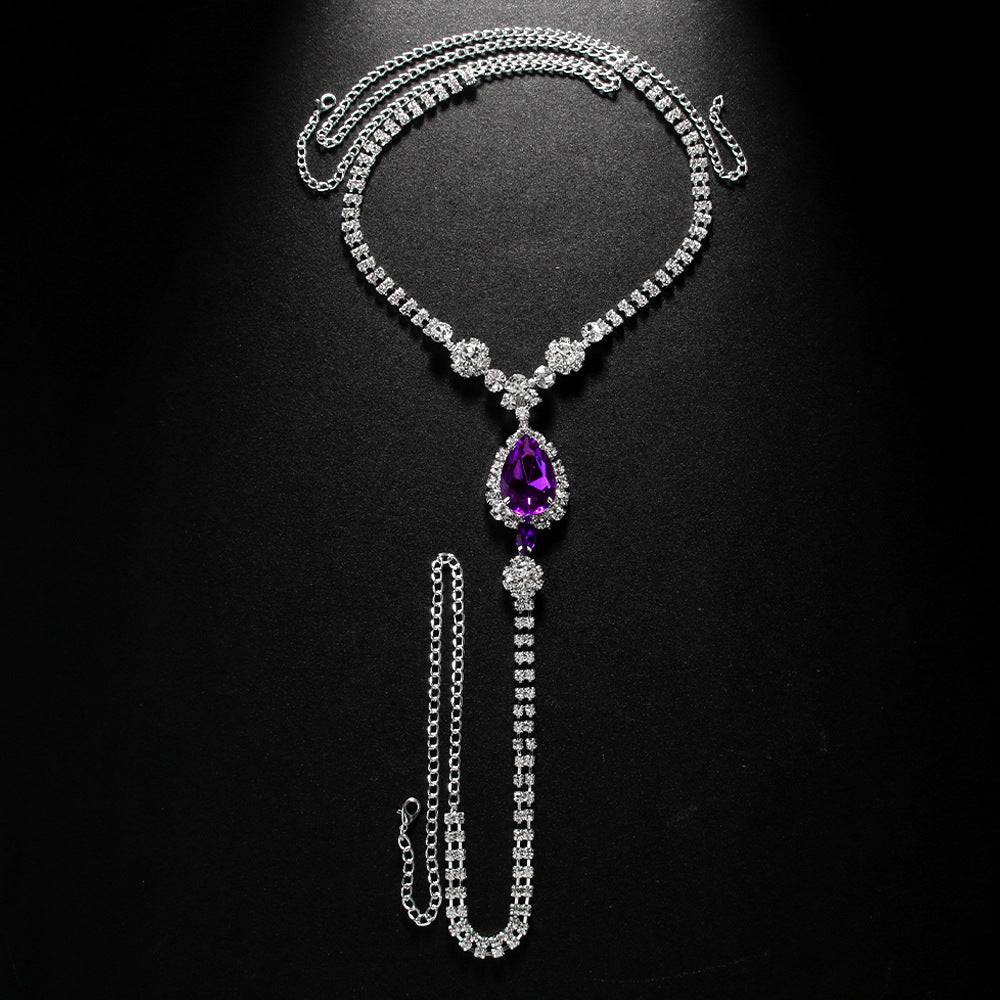 Purple Diamond Drop Underwear Chain Nightclub Sexy