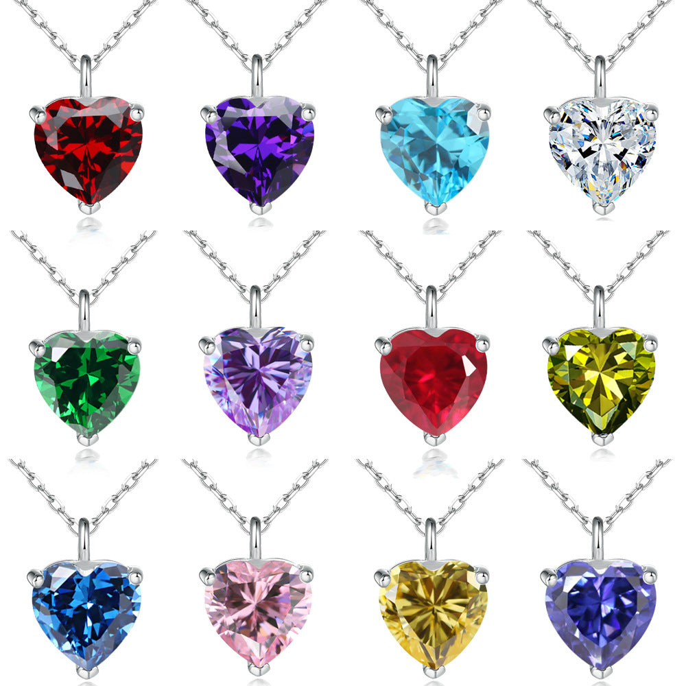 Simple Heart-shaped Zircon Pendant Necklace Versatile
