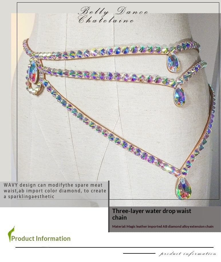 New Belly Dance Waist Chain, Heavy-duty Hot Drilling Oriental Dance Handmade